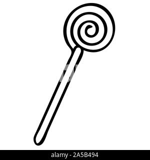 Lollipop candy Christmas black and white doodle style. Hand drawn illustration for registration cards, textiles, colorings, gifts Stock Photo