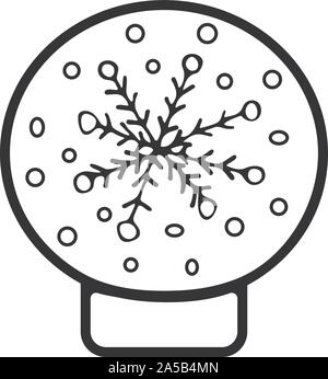 Glass ball with snow and snow black and white doodle style. Hand drawn snowglobe for adult. Illustration for New Year Stock Vector