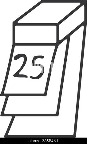 Tear-off calendar with Christmas date 25 doodle style. Hand drawn illustration Stock Vector
