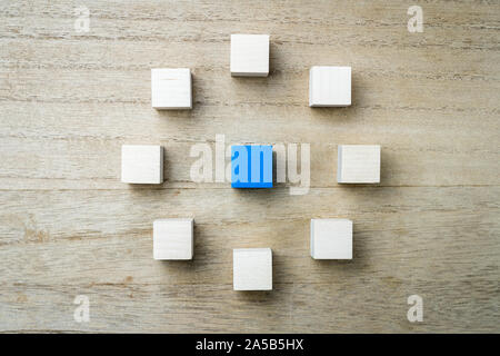 Eight square wooden blocks in circle Stock Photo - Alamy