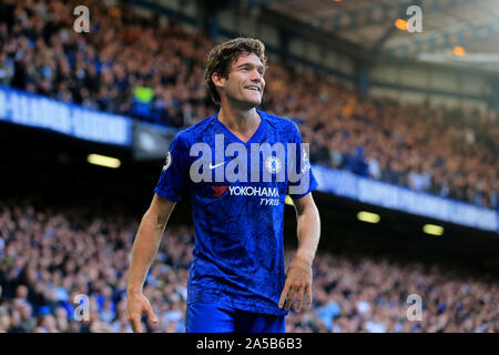 LONDON, ENGLAND. OCTOBER 19TH Chelsea's Marcos Alonso during the Premier League match between Chelsea and Newcastle United at Stamford Bridge, London on Saturday 19th October 2019. (Credit: Leila Coker | MI News) Photograph may only be used for newspaper and/or magazine editorial purposes, license required for commercial use Credit: MI News & Sport /Alamy Live News Stock Photo