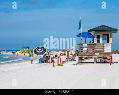 Lifeguard stand on Lido Beach on the Gulf of Mexico on Lido Key in Sarasota Florida in the United States Stock Photo