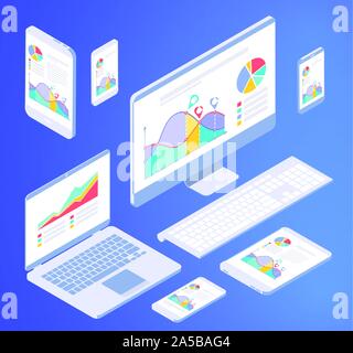Isometric busines office elements Stock Vector