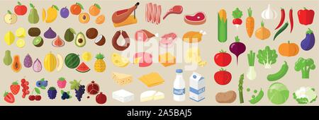 Vector flat design icon set. Stock Vector