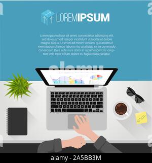 Hands on laptop keyboard Stock Vector