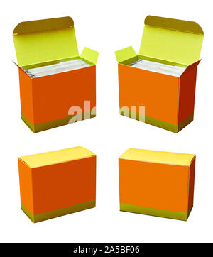 Real photography of Medical boxes in four position Stock Photo