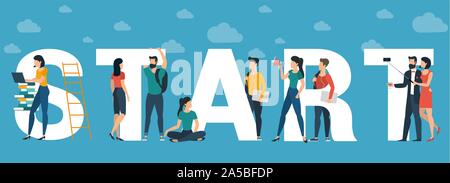 Start vector concept for web site header Stock Vector