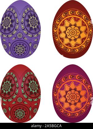 Illustration of colorful easter eggs on white background. Stock Vector