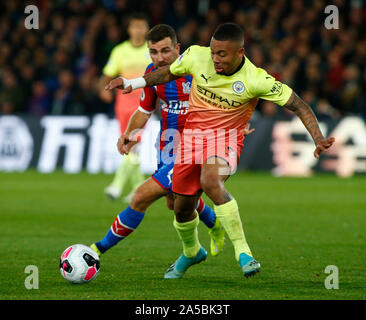 LONDON, UNITED KINGDOM. OCTOBER 19 Manchester City's Gabriel Jesus during English Premier League between Crystal Palace and Manchester City at Selhurst Park Stadium, London, England on 19 October 2019 Credit: Action Foto Sport/Alamy Live News