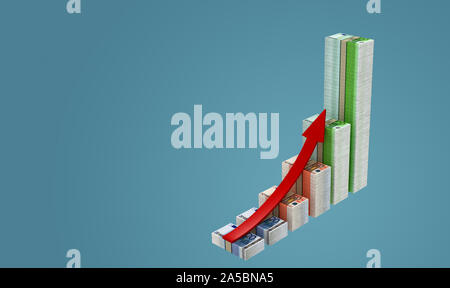 Business graph made from Euro bills Stock Photo