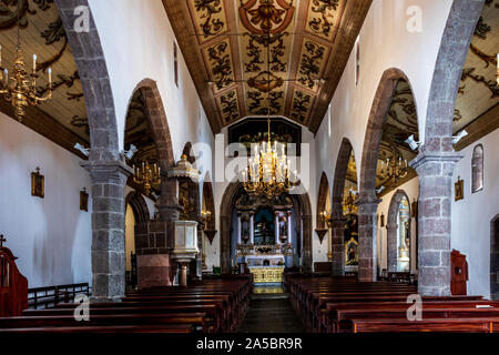 Interior of the Sao Salvador church,  Igreja de Sao Salvador, at Santa Cruz on the Portuguese island of Madeira Stock Photo