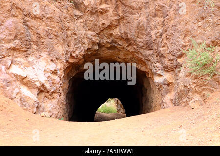 Los Angeles, The Batcave located in Bronson Canyon/Caves, section of Griffith Park, location for many movie and TV show Stock Photo