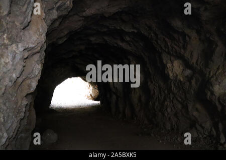 Los Angeles, The Batcave located in Bronson Canyon/Caves, section of Griffith Park, location for many movie and TV show Stock Photo