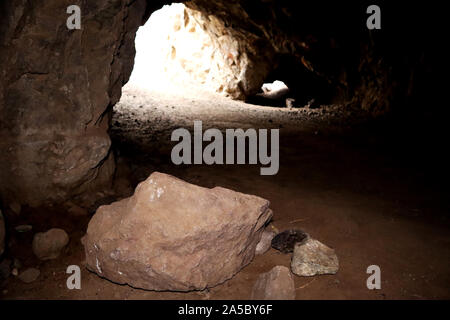 Los Angeles, The Batcave located in Bronson Canyon/Caves, section of Griffith Park, location for many movie and TV show Stock Photo