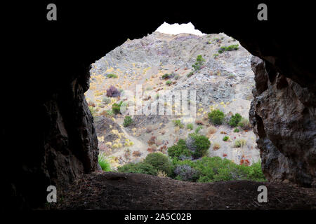 Los Angeles, The Batcave located in Bronson Canyon/Caves, section of Griffith Park, location for many movie and TV show Stock Photo