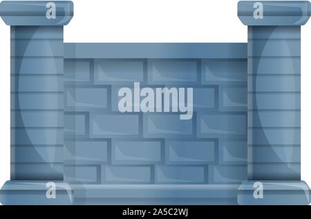 Grey stone fence icon. Cartoon of grey stone fence vector icon for web design isolated on white background Stock Vector