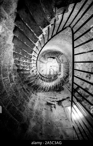 The interior steps of the Old Light, a lighthouse on Lundy Island, England Stock Photo