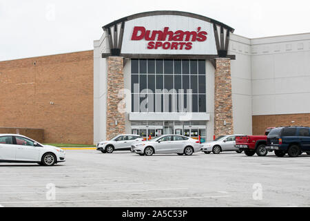 A logo sign outside of a Dunham's Sports retail store in Danville, Virginia on September 15, 2019. Stock Photo