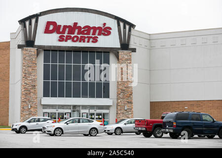 A logo sign outside of a Dunham's Sports retail store in Danville, Virginia on September 15, 2019. Stock Photo