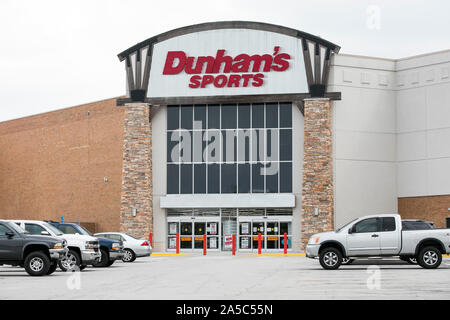 A logo sign outside of a Dunham's Sports retail store in Danville, Virginia on September 15, 2019. Stock Photo