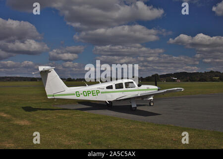 Light aircraft parked. Wolverhampton Halfpenny Green Airport. South Staffordshire. UK Stock Photo