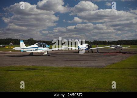 Light aircraft being refuelled. Wolverhampton Halfpenny Green Airport Stock Photo