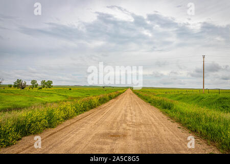 A view down a county road in Jackson County South Dakota. Stock Photo