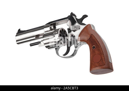 silver gun revolver isolate on white background Stock Photo - Alamy