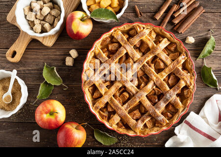 Apple pie. Traditional american apple pie with fresh apples and cinnamon Stock Photo