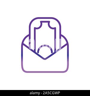 envelope with banknote money charity help donation gradient line vector illustration Stock Vector