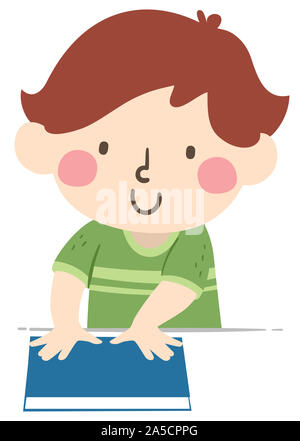 Illustration of a Kid Boy Showing Hand Span, an Arbitrary Non Standard Unit of Measurement Stock Photo