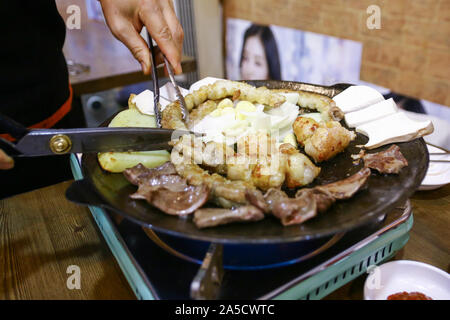 Gopchang-gui, Korean Grilled Beef Tripe Stock Photo