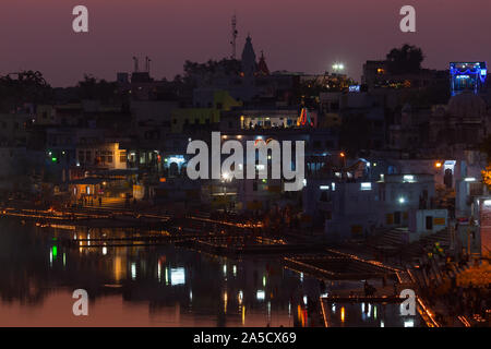 Panoramic view of Pushkar to the lake Stock Photo