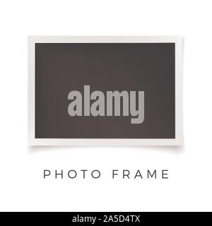 Horizontal Photo Frame. White Image Blank with Shadow Isolated on White Background. Vector illustration Stock Vector