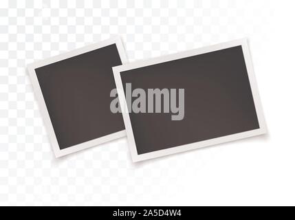 Photo Frame Set. Square and Horizontal Photography Frame Template for your Design. Vector Illustration Isolated on Transparent Background Stock Vector