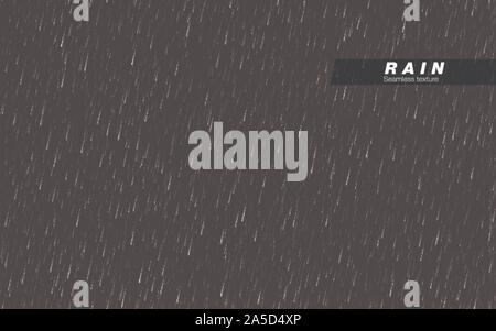 Seamless rainfall texture. Rain drop. Vector isolated on dark background Stock Vector