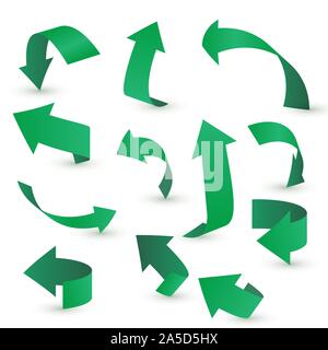 Arrow stickerst various angles and directions. 3d vector icon set. Stock Vector