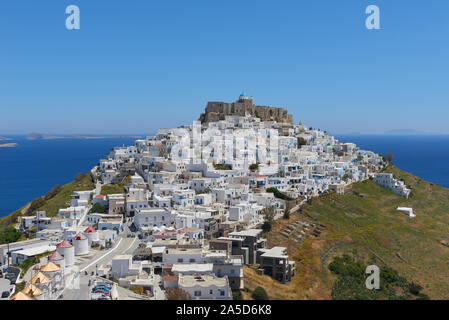 Whitewashed houses at Astypalea chora Stock Photo