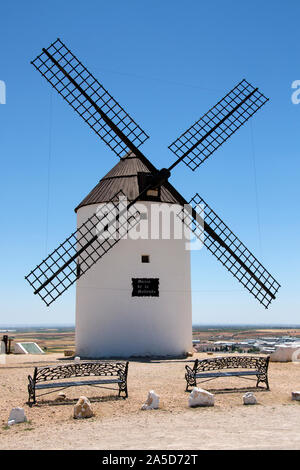 Windmill near Alcazar de San Juan in the La Mancha region of central Spain. Stock Photo
