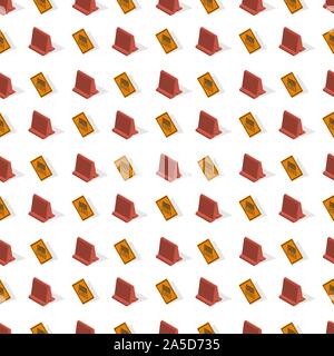 Seamless background from a set of under construction design elements, vector illustration. Stock Vector