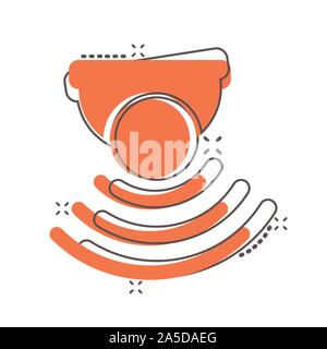 Motion sensor icon in comic style. Waves vector cartoon illustration pictogram. Security connection business concept splash effect. Stock Vector