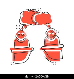 Politic debate icon in comic style. Presidential vector cartoon illustration pictogram. Businessman discussion business concept splash effect. Stock Vector