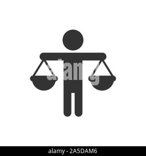 Ethic balance icon in flat style. Honesty vector illustration on isolated background. Decision business concept. Stock Vector