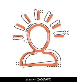Mind people icon in comic style. Human frustration vector cartoon illustration pictogram. Thinking business concept splash effect. Stock Vector