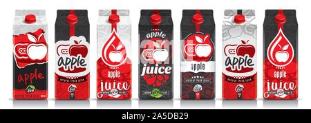 Ready design vector apple juice, fruit package set Stock Vector