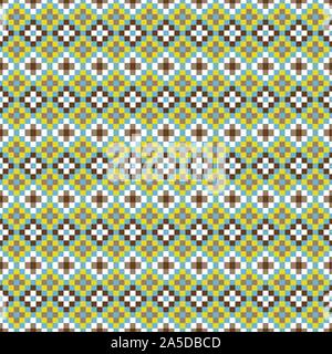 African geometric seamless pattern pixel art and rhomb bead shapes texture. Stock Vector