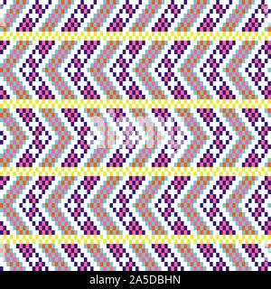 Bold arrow chevron seamless pattern pixel blocks shapes texture. Stock Vector