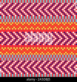 Geometric herringbone stripes seamless pattern pixel blocks shapes texture. Stock Vector