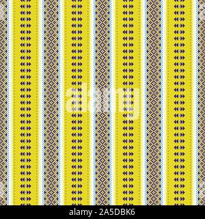 Folklore geometric seamless pattern pixel art and shapes texture. Stock Vector