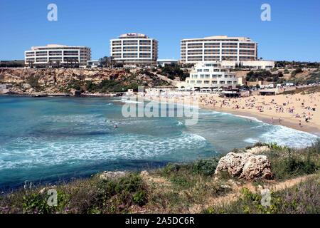 Golden Beach at Ghajin Tuffieha, Malta Stock Photo